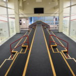 squash courts and spectator seating