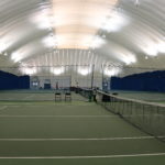 inside view of the JB Carr tennis bubble courts